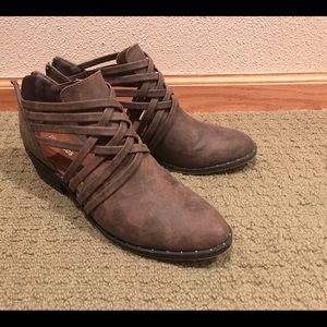 Maurices Brown Strappy Ankle Booties Size 8